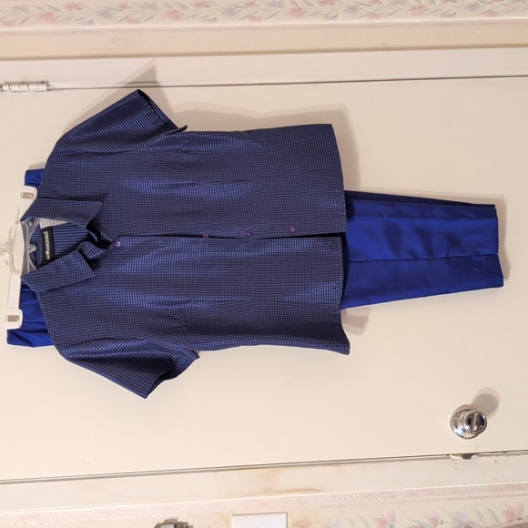 Sag Harbor Pants - Women's Sag Harbor Blue/Black Checked Top/Blue Pants, Size 12
